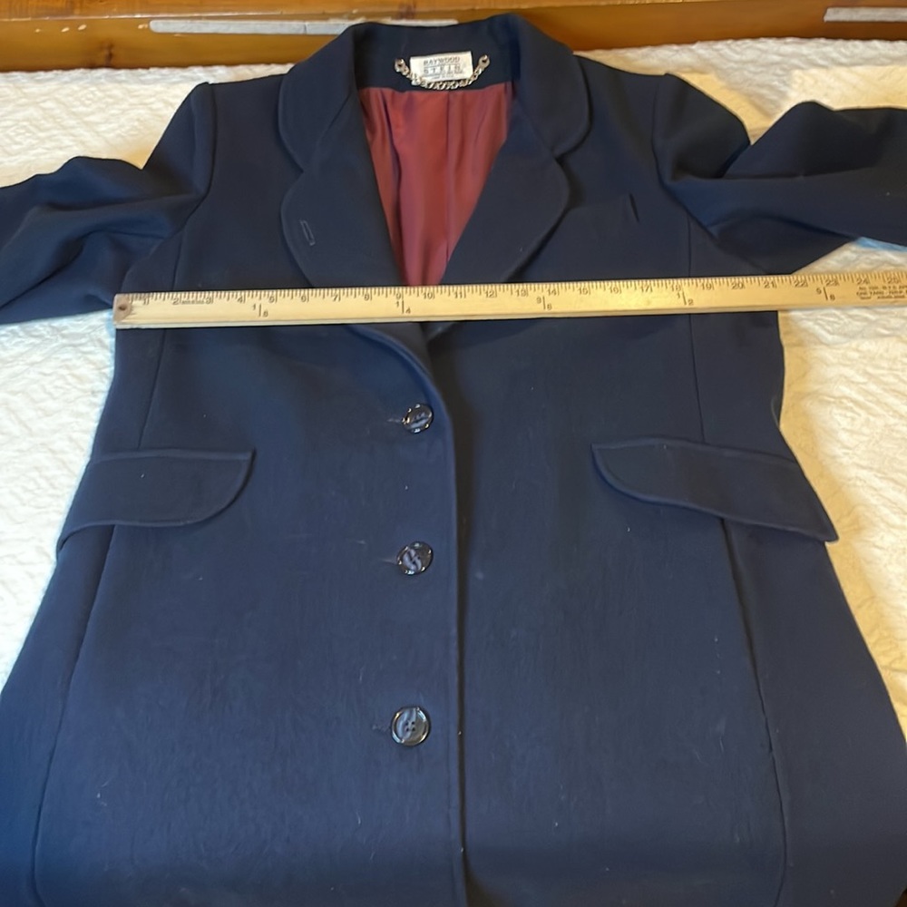 Raywood and Srein Wool Navy Dress Coat Jacket Small Medium Vintage - Picture 13 of 15